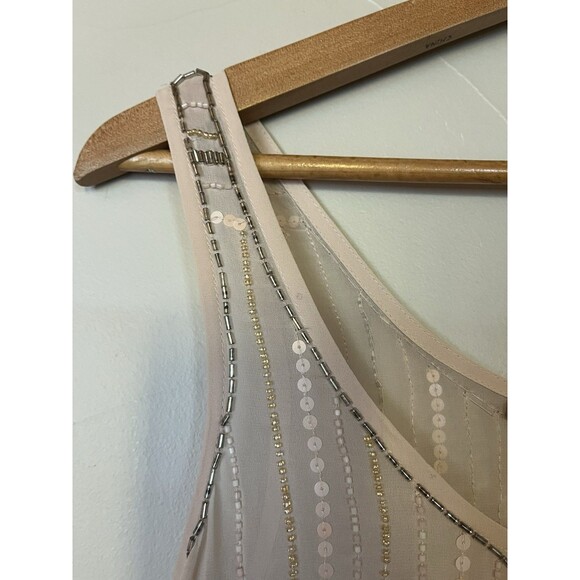 Guess Beaded Sequined Chiffon Tank Camisole Pale Pink, XS - Picture 9 of 11
